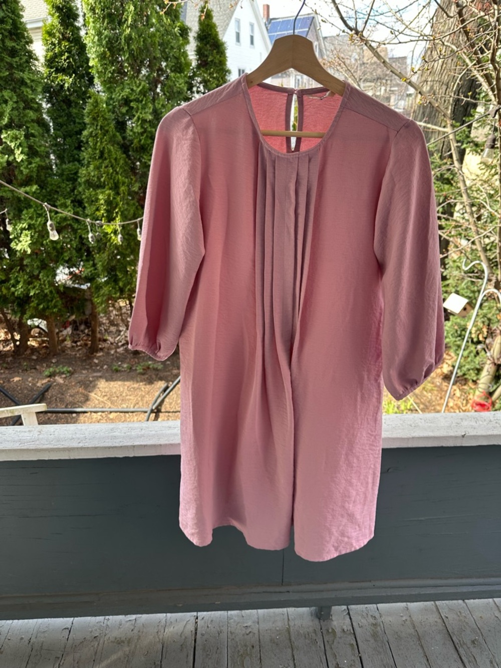 AND Dusty Rose Mini Dress with Front Pleats
